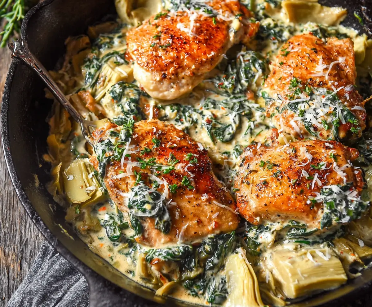 Easy Low Carb Spinach Artichoke Chicken