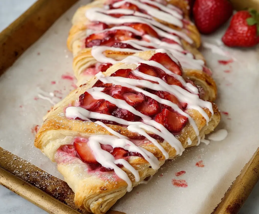 Valentines desserts : Vegan Strawberry Cream Danish